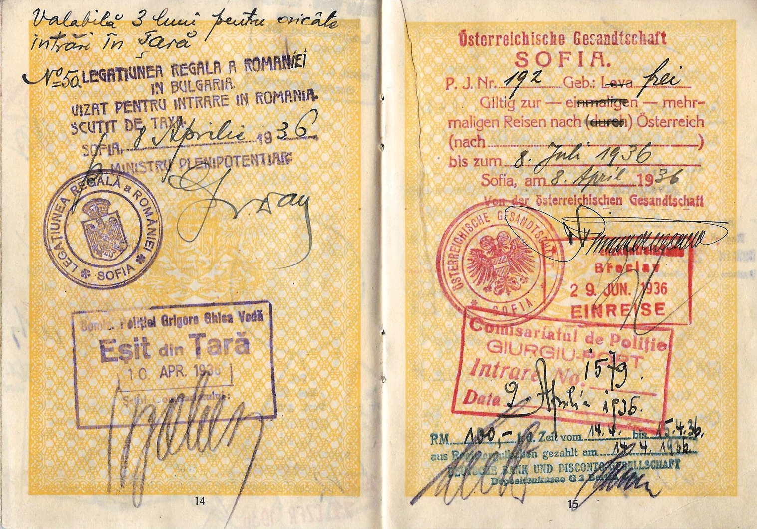 1938 Austrian visa