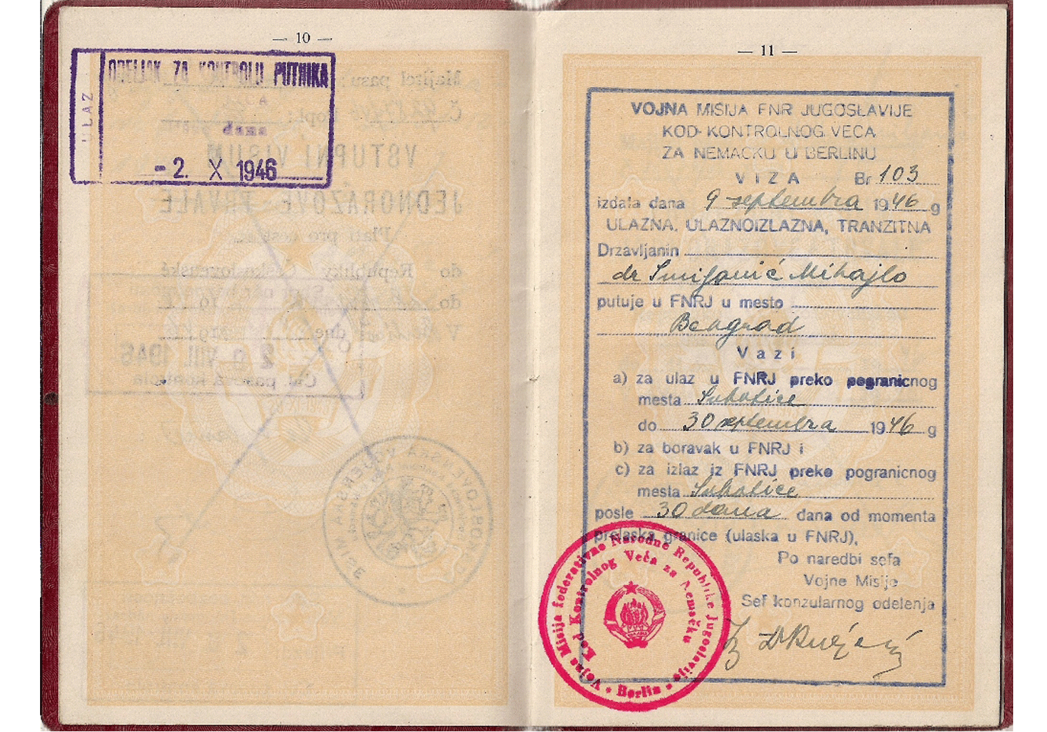 1945 Yugoslavian official passport
