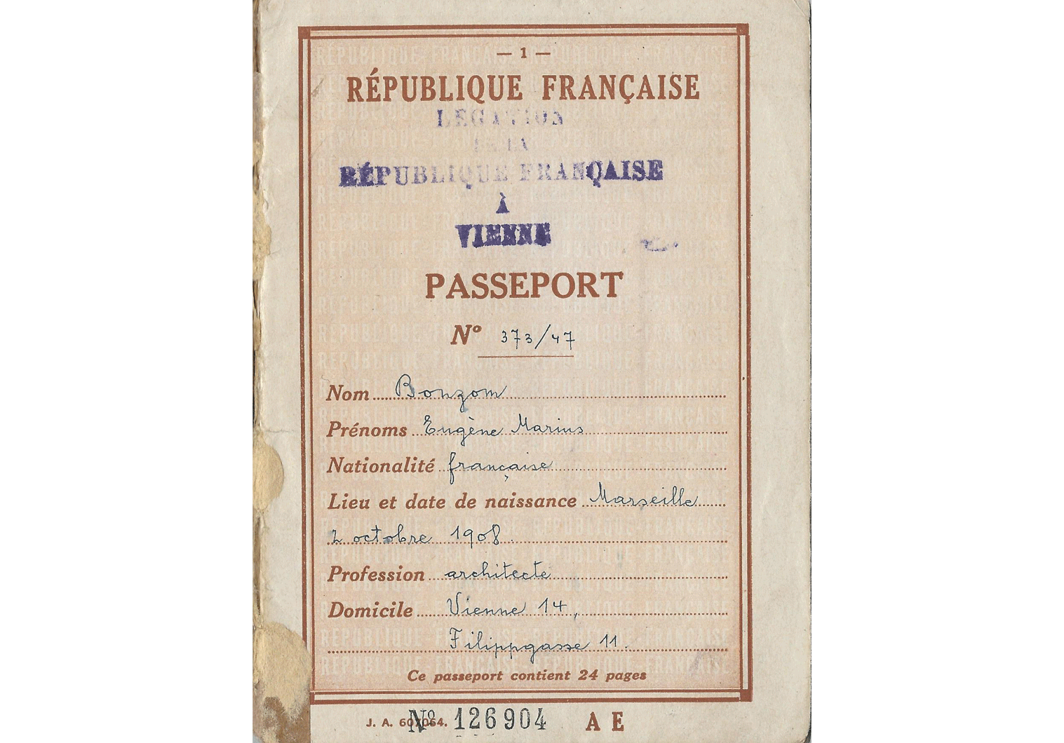 Post-War passport for Vienna