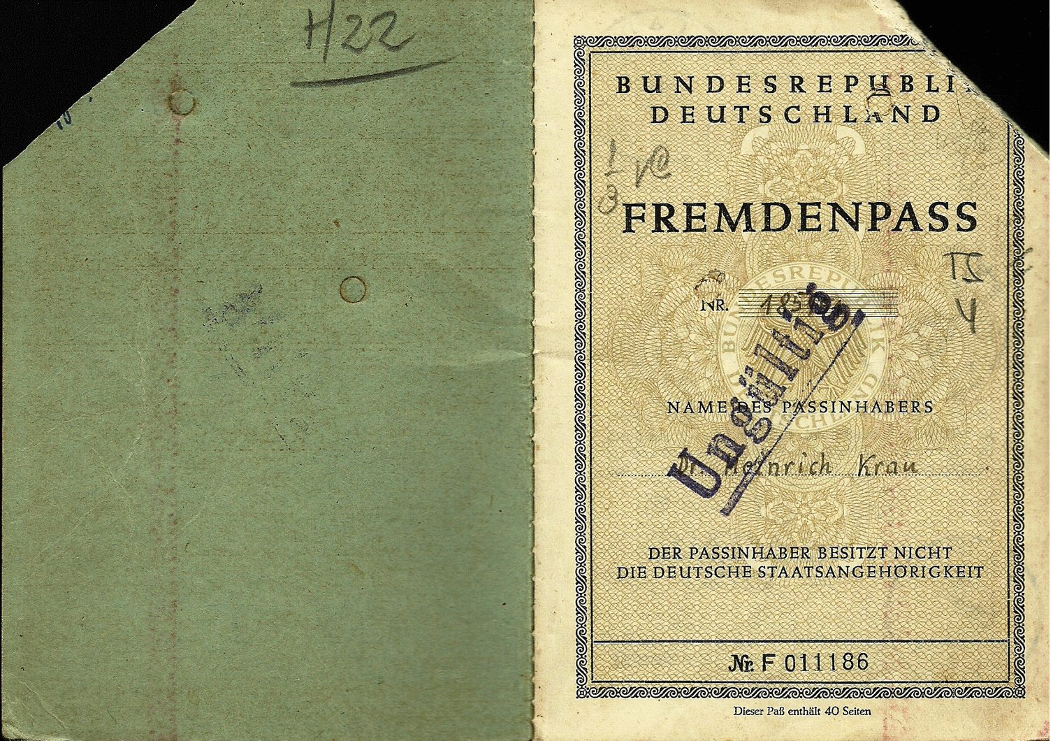 1951 early Fremdenpass