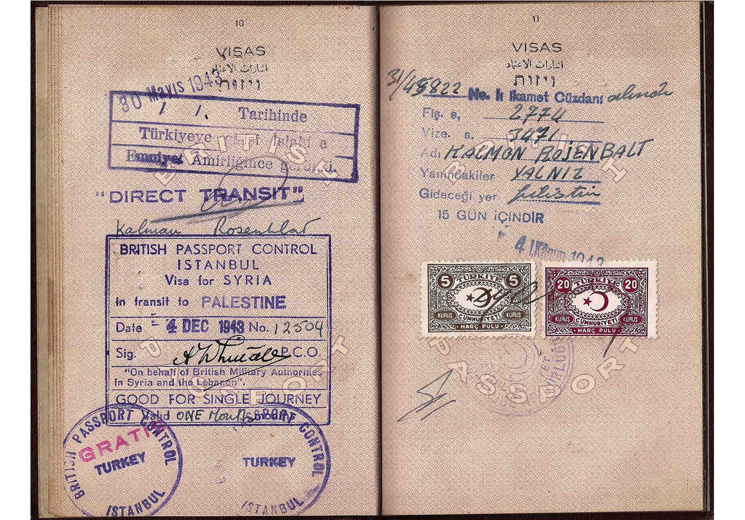 WW2 British visa