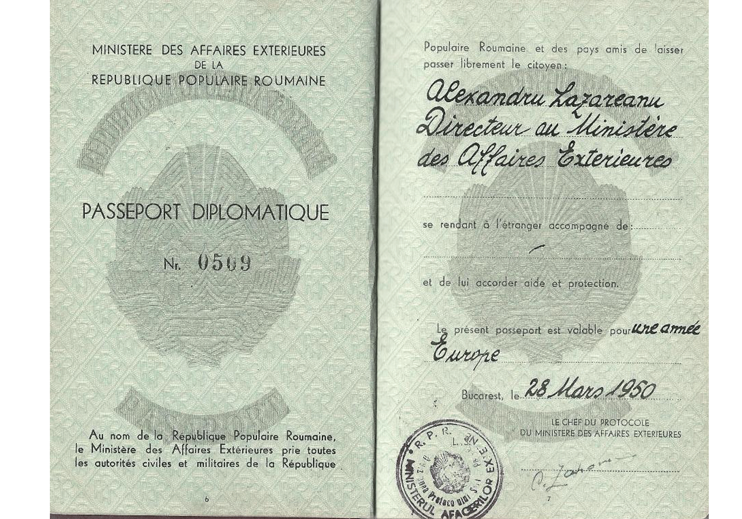 Cold War diplomatic passport