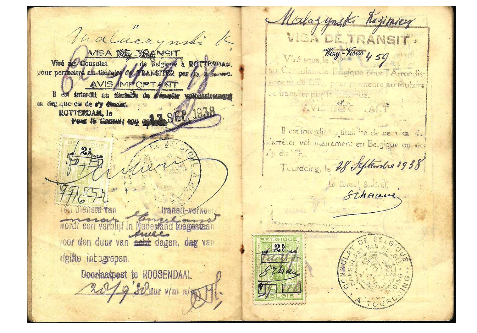 WW2 Belgium visa