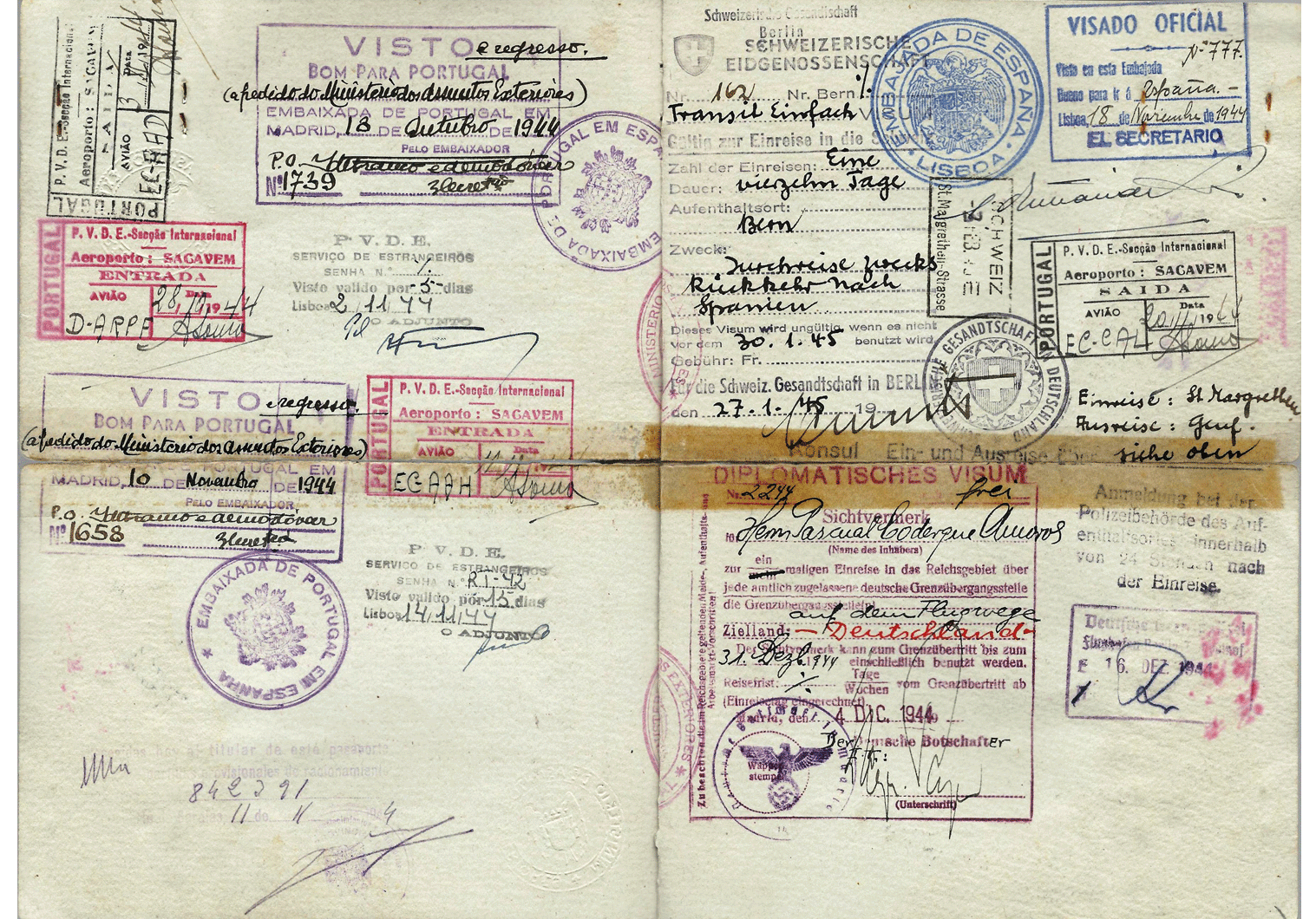 WW2 German diplomatic visa