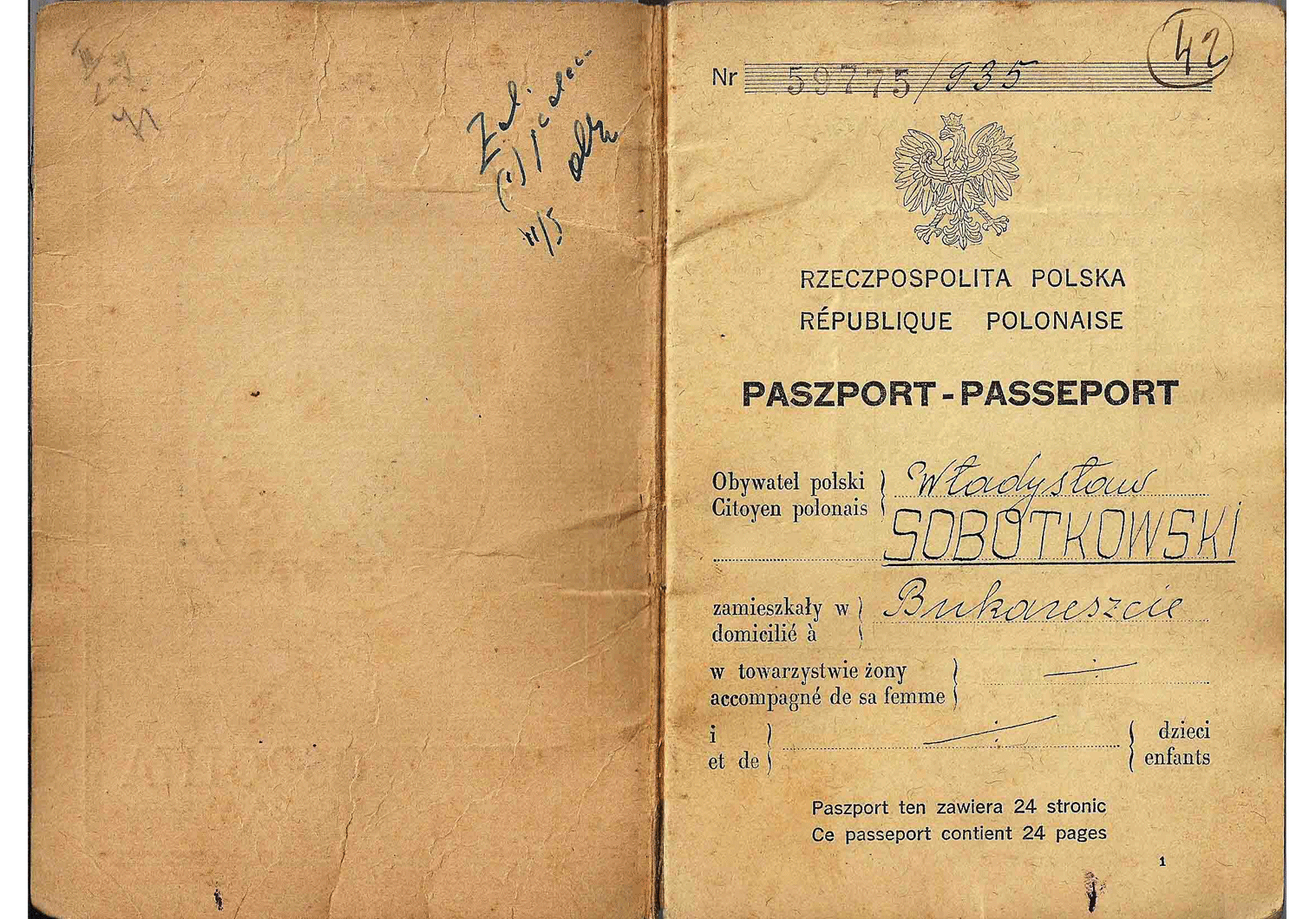 Officer's passport issued in Bucharest
