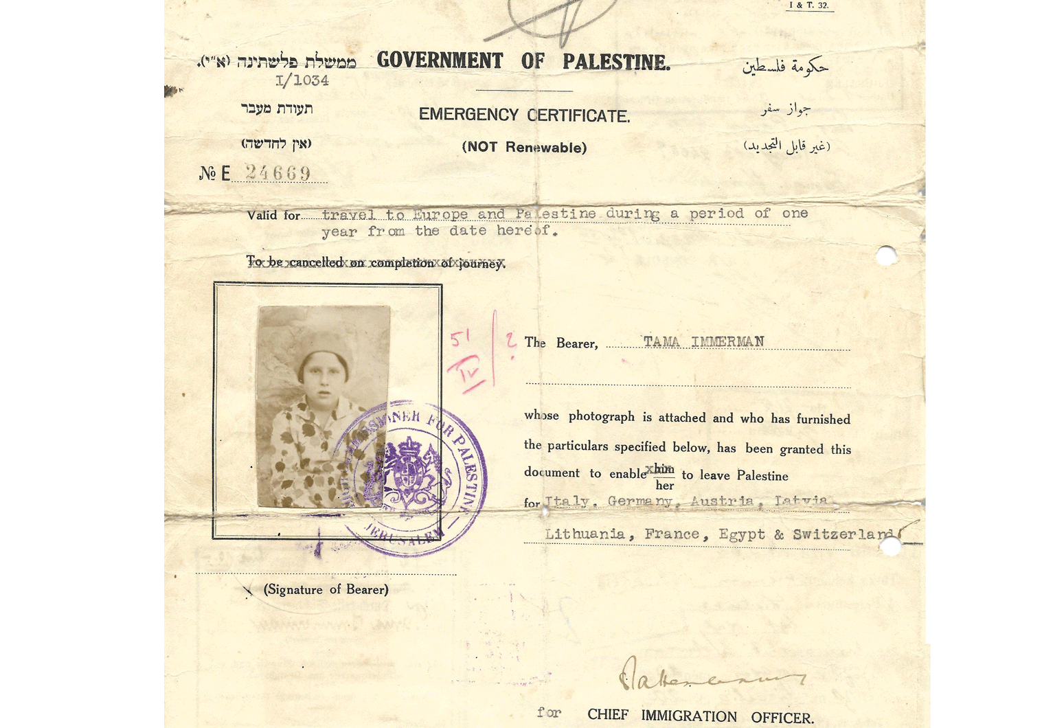 British Mandate travel document