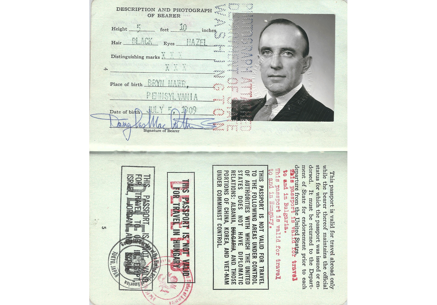 Douglas MacArthur US Diplomatic passport.