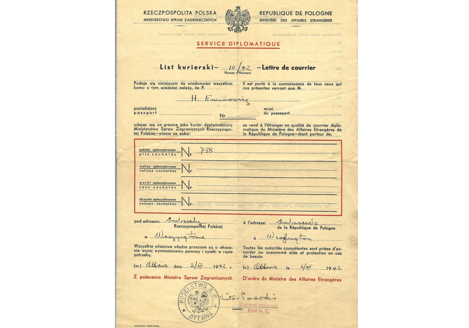 WW2 courier document