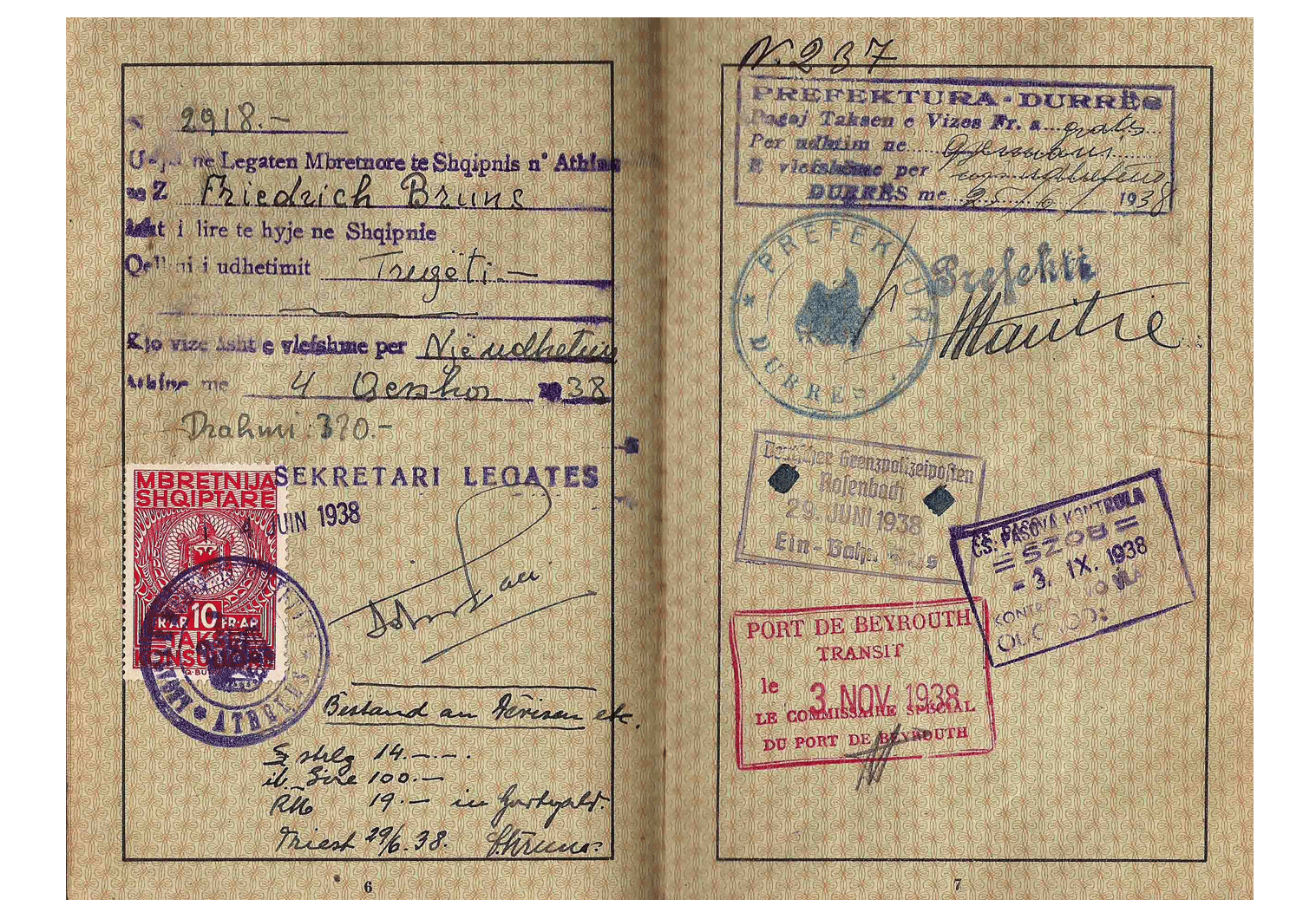 WW2 Albania visa