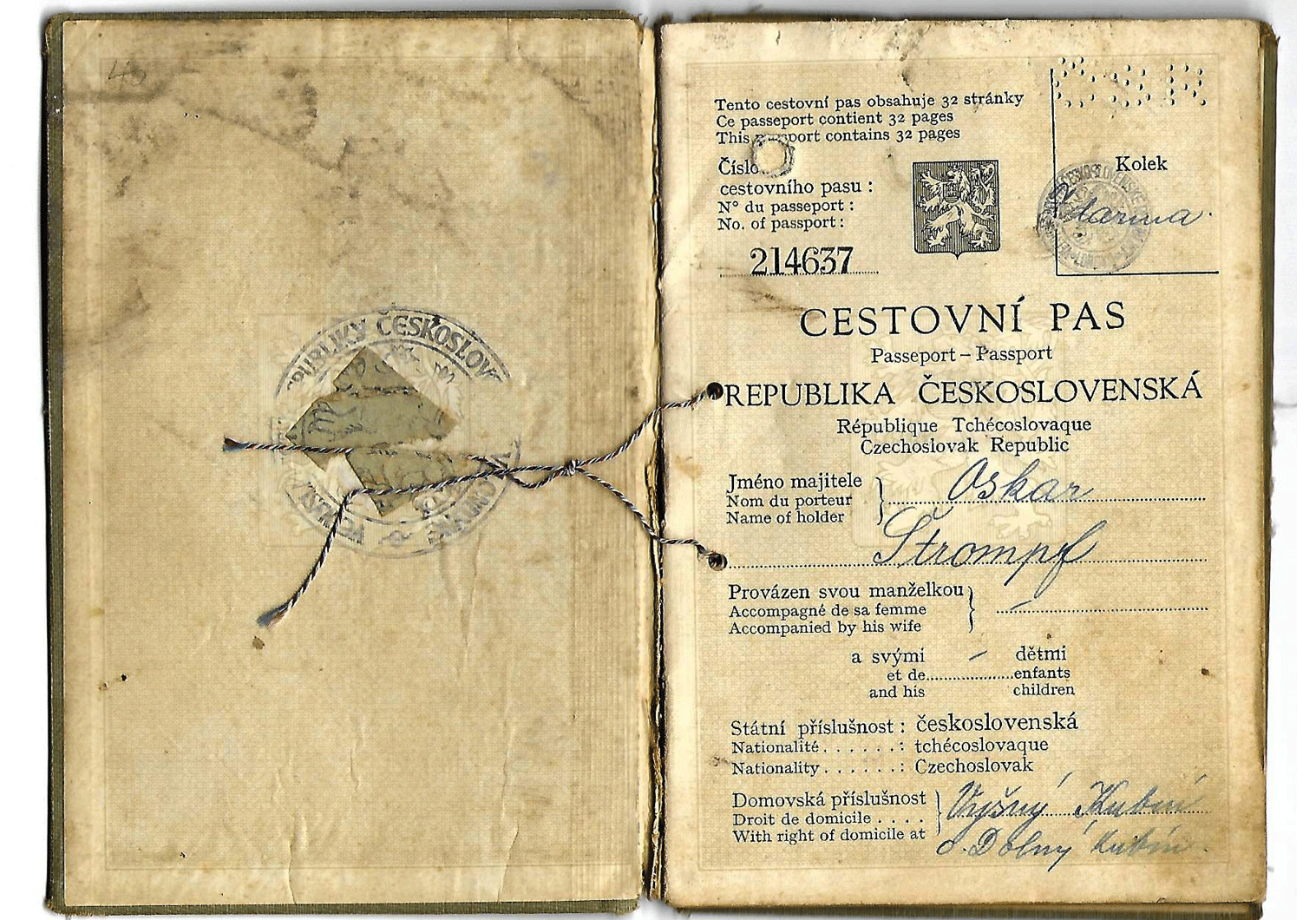 WW2 Czech service passport