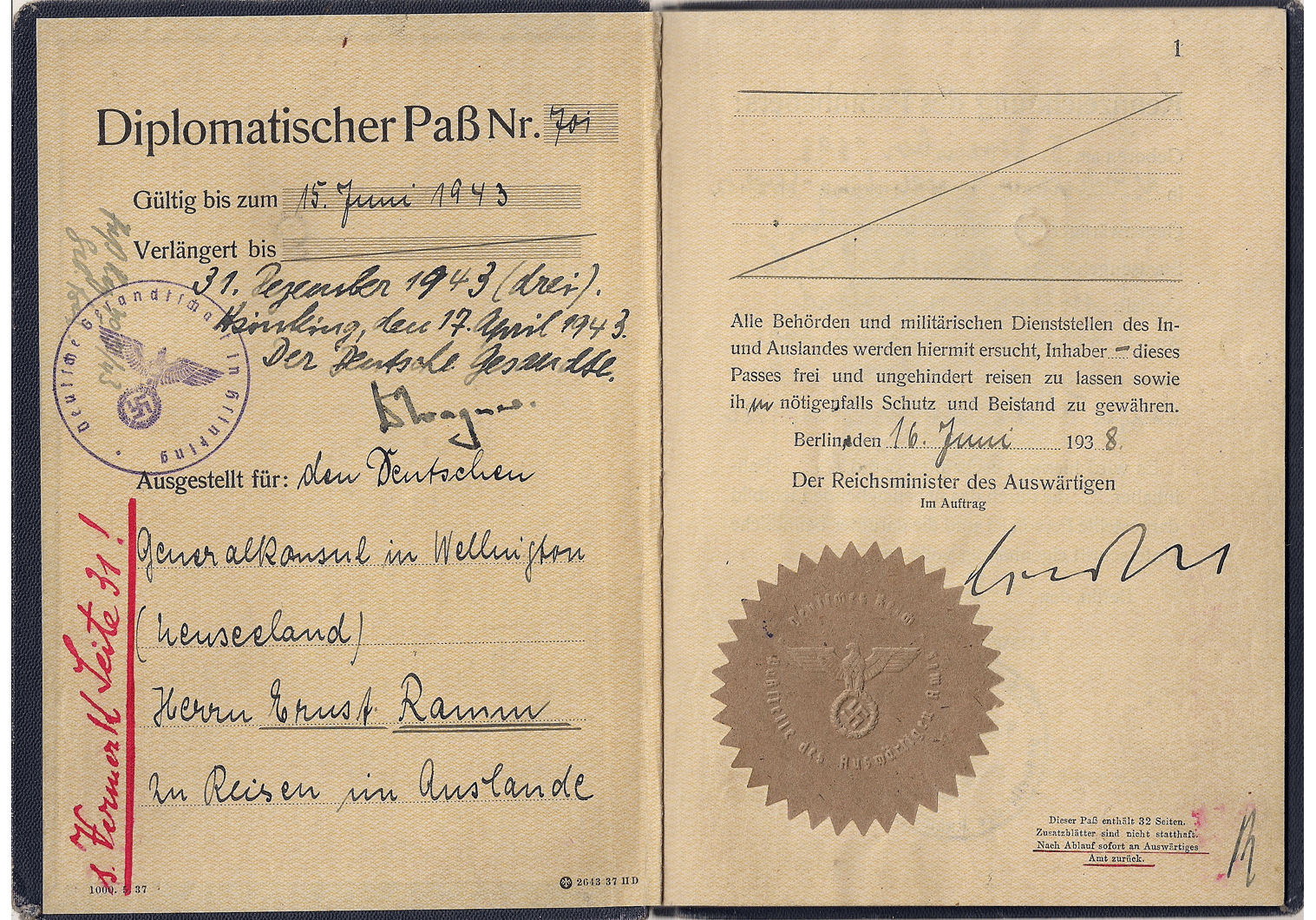 WW2 German diplomatic passport