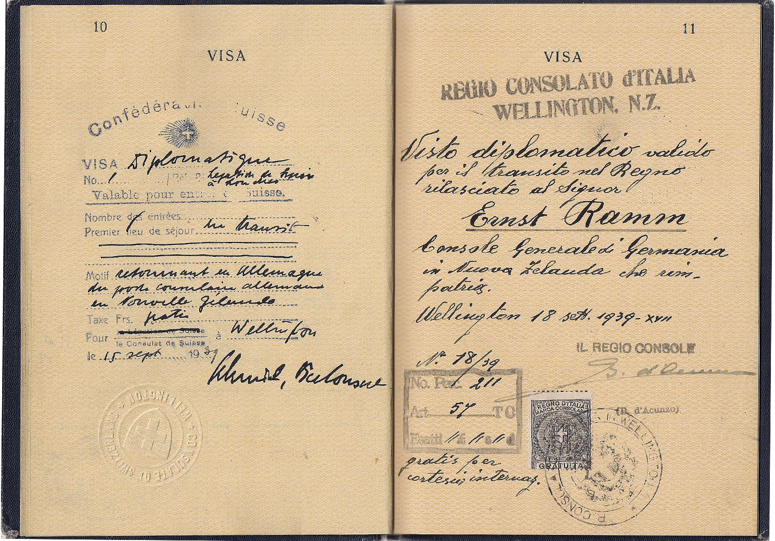 WW2 diplomatic visa