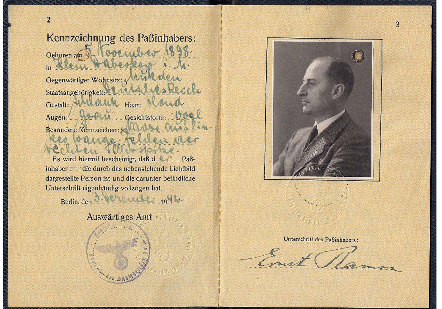 German Diplomatic WW2 passport