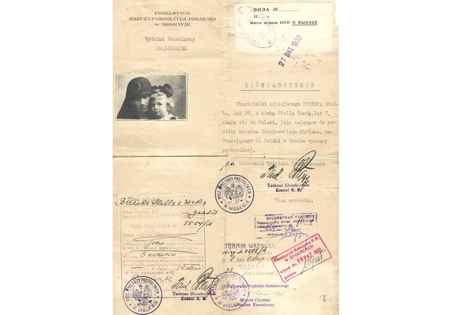 1932 Polish travel-permit. - MOSCOW