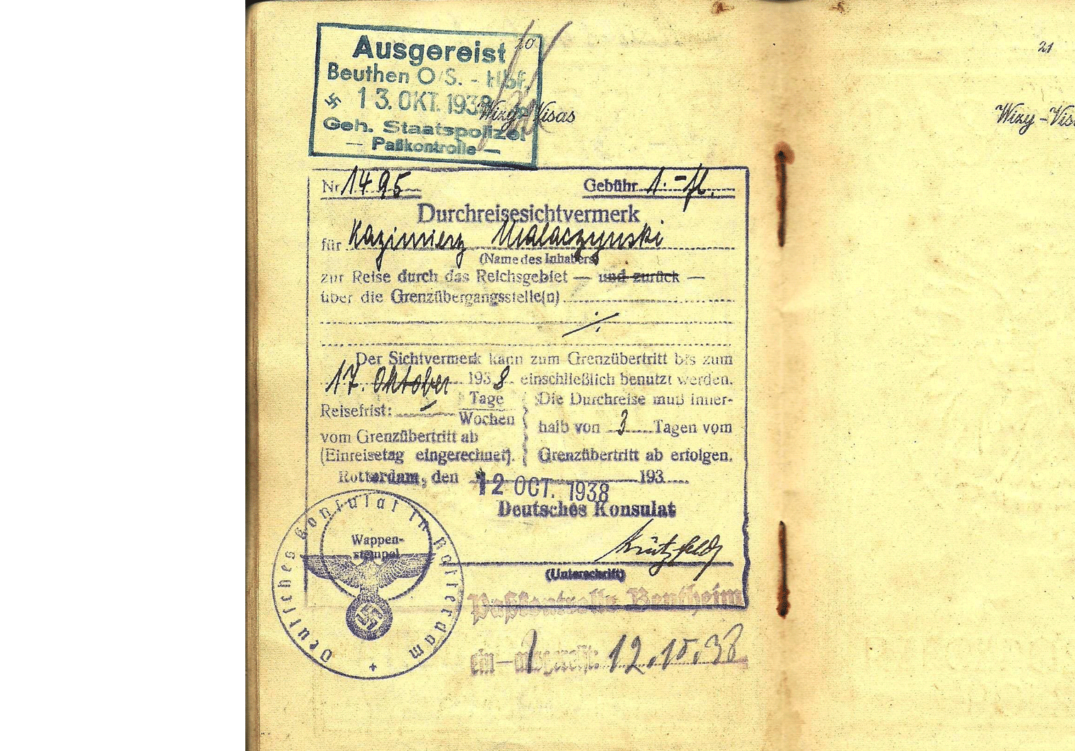 Gestapo-stamp inside a passport