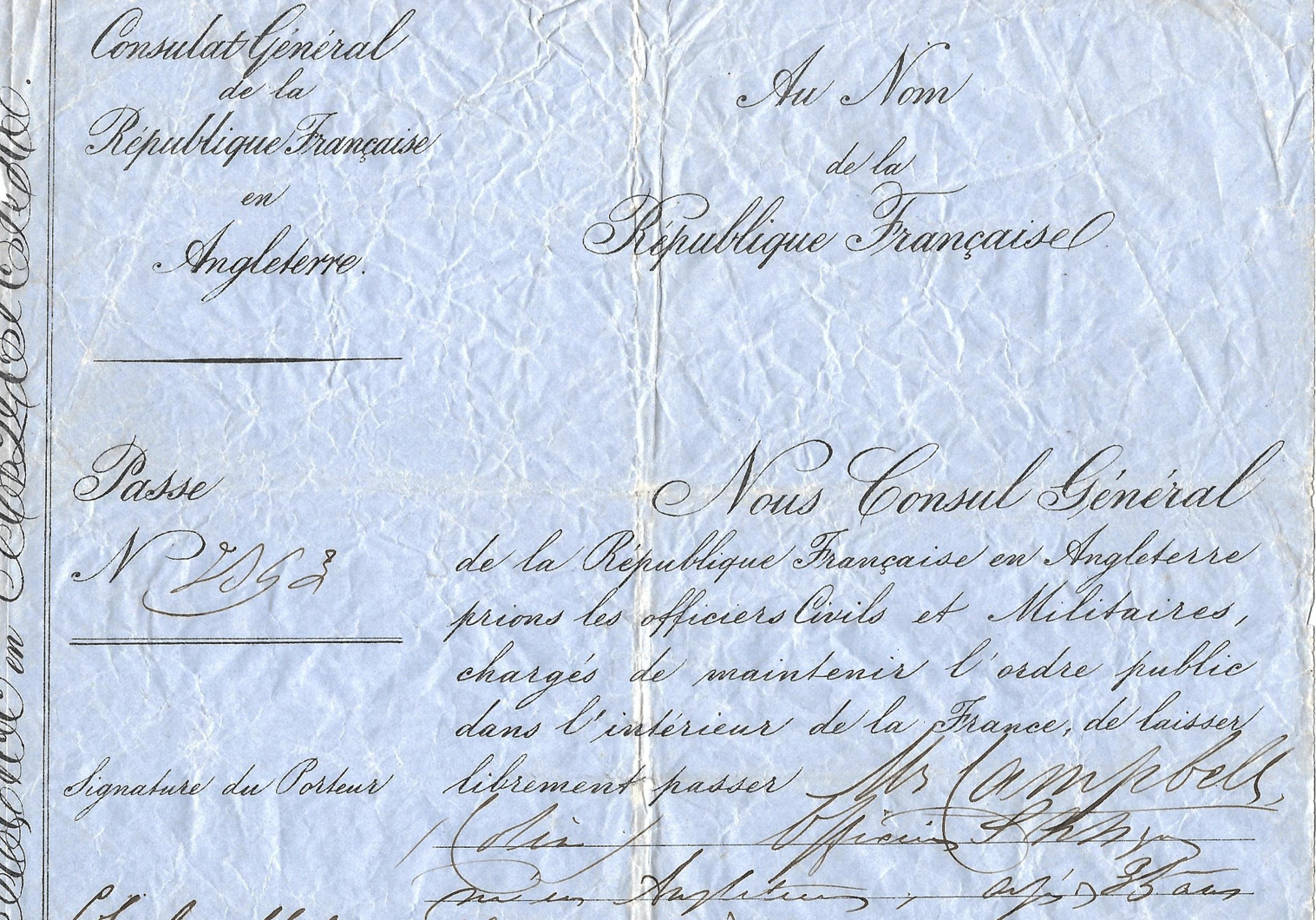 1852 French consular passport